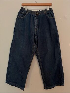 Relaxed Women's Denim Jeans with Elastic Waistband - Dark Blue